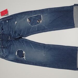 Seven For all Mankind Jared Patchwork Jeweled Buttonfly jeans